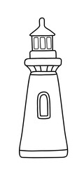 Vector outline lighthouse isolated on the white background