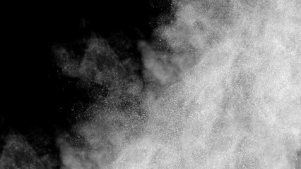 Abstract white smoke in slow motion. Smoke, Cloud of cold fog in light spot background. Light, white, fog, cloud, black background, 4k, ice smoke cloud. Floating fog.