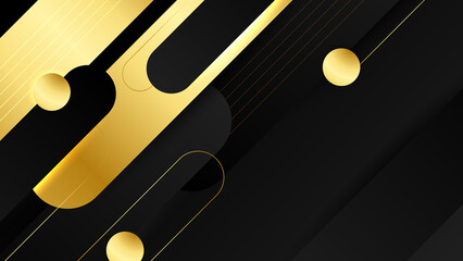 Abstract luxury black and gold background with rounded rectangle