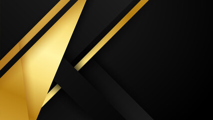 Abstract luxury black and gold background with triangles