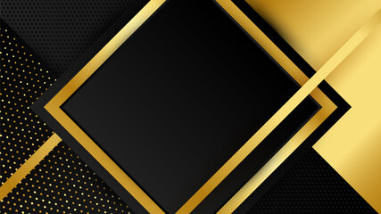 Abstract luxury black and gold background with geometric lines and shapes