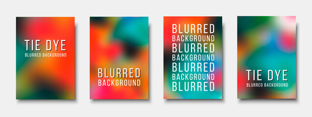 Set of abstract cover templates with place for text. Blurred backgrounds in Tie dye style . Vector  illustrations