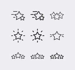 Star Rating, review line icon set