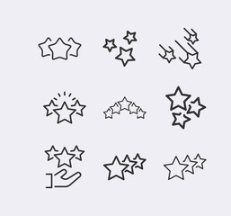 Naklejka premium Star Rating, review line icon set