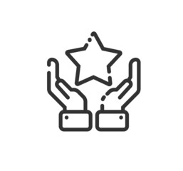 Star in hand vector line icon
