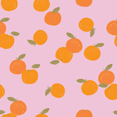 Cute hand drawn Orange pattern. Vector seamless Illustration ,Design for fashion , fabric, textile, wallpaper, cover, web , wrapping and all prints