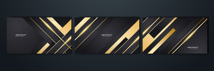 set of elegant luxury black and gold abstract design background