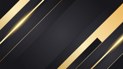 Abstract minimal black background with gold lines