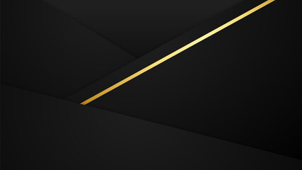 Abstract minimal black background with gold lines