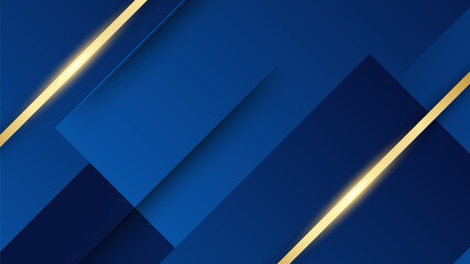 Abstract luxury dark blue background with golden lines