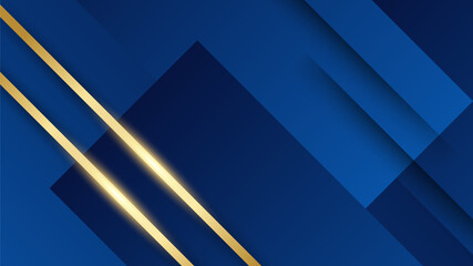 Abstract luxury dark blue background with golden lines