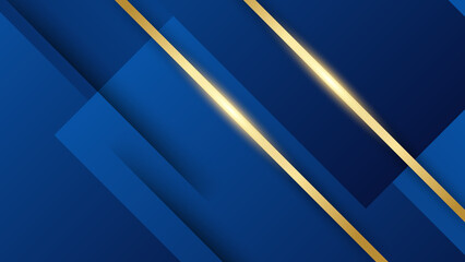 Abstract luxury dark blue background with golden lines