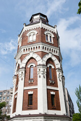 Fototapeta na wymiar Old water tower in Mariupol is a famous historical and tourist p