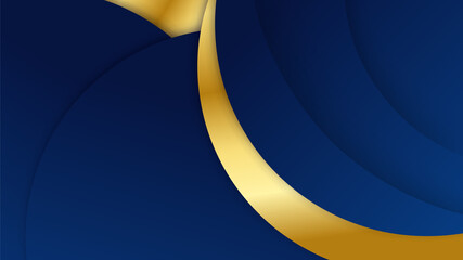 Abstract luxury dark blue background with golden lines