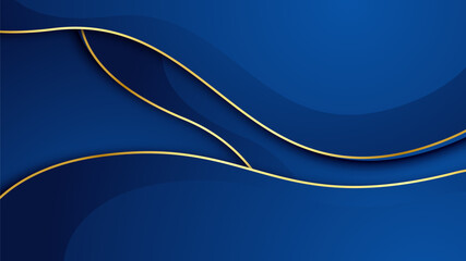 Abstract luxury dark blue background with golden lines