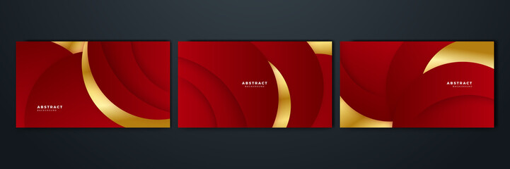 Fototapeta premium Set of abstract luxury elegant red and gold background