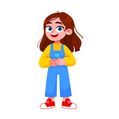 cute little kid girl happy smiling
 Flat Cartoon Vector Character Illustration.
