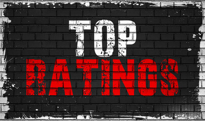 top ratings  concept on black wall 