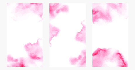 background set of watercolor stains of light red color