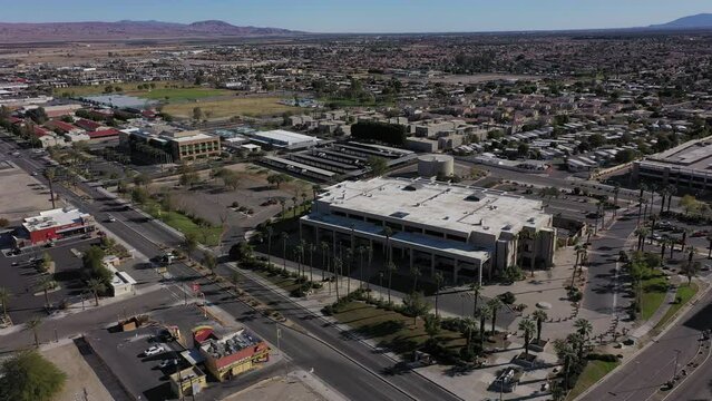 Afternoon view of the urban core of downtown Indio, California, USA.