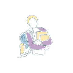 student holding books