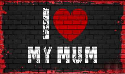 i love mum concept on black wall with red heart