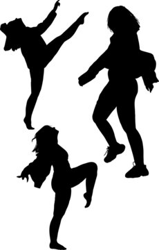 silhouettes of dancing woman