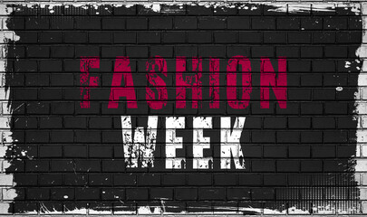fashion week concept on black wall 
