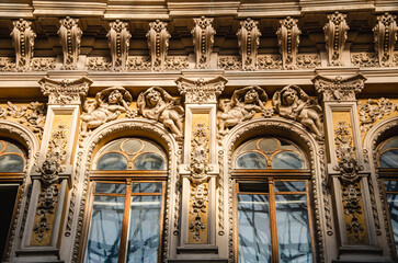 Architectural background classic building with decor elements