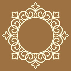 Decorative frame Elegant vector element for design in Eastern style, place for text. Floral golden and brown border. Lace illustration for invitations and greeting cards