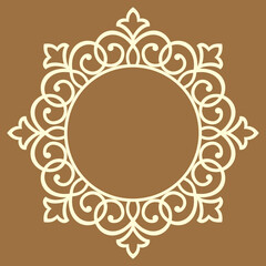 Decorative frame Elegant vector element for design in Eastern style, place for text. Floral golden and brown border. Lace illustration for invitations and greeting cards