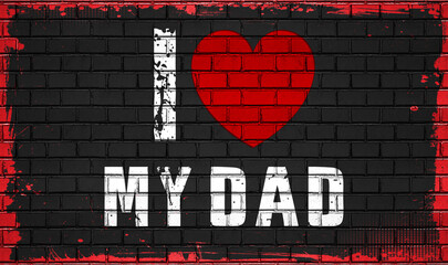 i love my dad concept on black wall with red heart