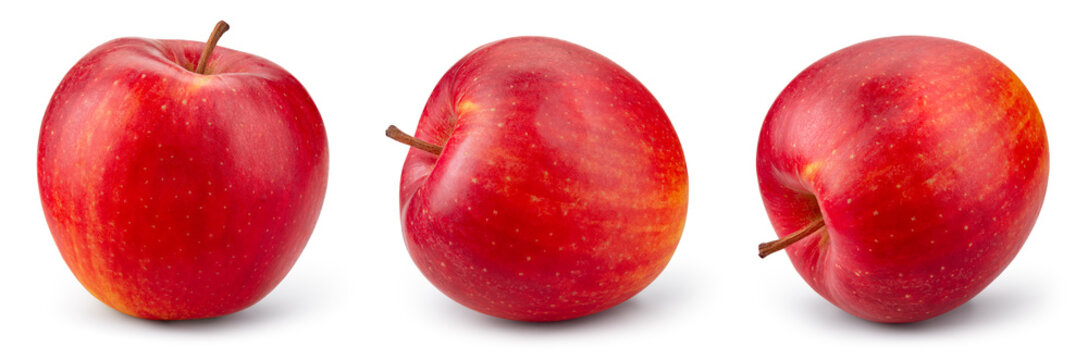 Red apple isolated. Apple on white background. Set of red appl with clipping path. Full depth of field.