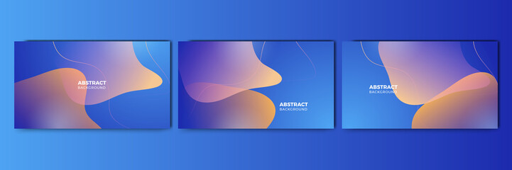 Set of modern abstract neon gradient blue colorful for design background