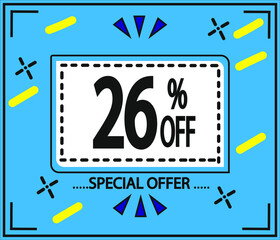 26% DISCOUNT. Special Offer Marketing Ad.
blue banner