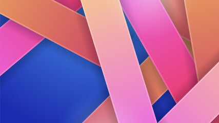 Obraz premium Abstract blue background with neon gradient of pink and orange yellow. Design for presentation, banner, poster, template and flyer. Vector illustration
