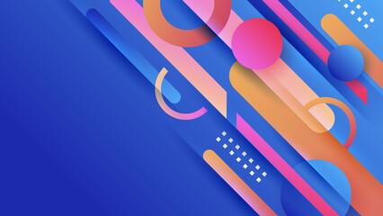 Modern abstract neon gradient blue colorful for design background. Blue background with orange yellow pink red gradient geometric shapes. Vector illustration