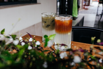 Cold drinks with ice cocktails summer drinks