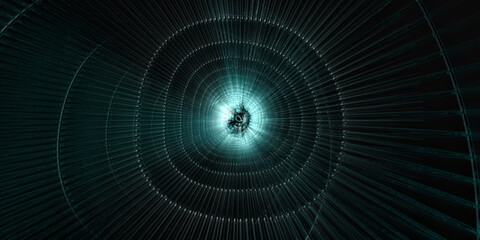 Dark abstract Sci Fi tunnel background. 3d Rendering