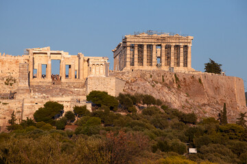 Acropolis of Athens, Greece. Sunny afternoon with blue sky