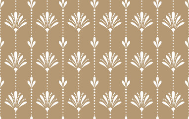 Flower geometric pattern. Seamless vector background. White and beige ornament