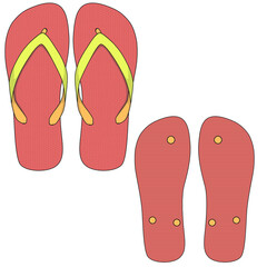 flip flops sandals vector Template flat sketch design