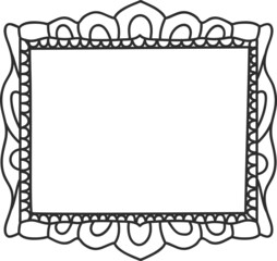 Doodle photo frames, cute hand drawn painting frame. Scrapbook tag doodles, sketch picture framing borders with decorative elements vector set. Round, rectangular or oval shaped mirror