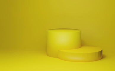 3d render Modern Minimal pedestal background yellow color
