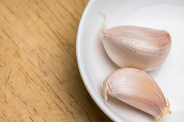 garlic on a wooden background