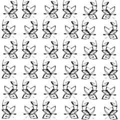 Seamless graphic pattern with hand drawn flowers