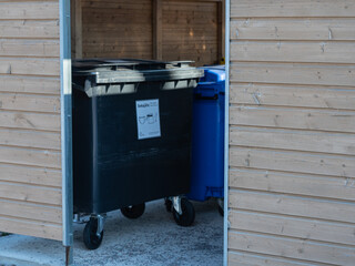 Finland. Espoo. March 18, 2022 Garbage cans in a special place