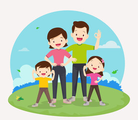 Family healthy exercising Together in the park