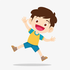 happy cute kid boy jump and smile