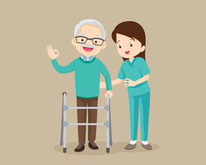 Nurse Caring for the elderly man